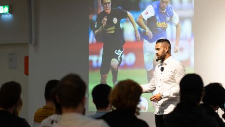 Ex-footballer presents to students