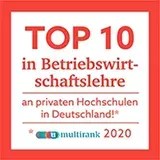 Top 10 in Betriebswirt-schaftslehre an privaten Hochschulen in Deutschlni.Multirank 2020