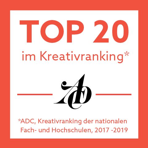 ADC Top 20 in Kreativranking der nationalen Fach- und Hochschulen 2017-2019