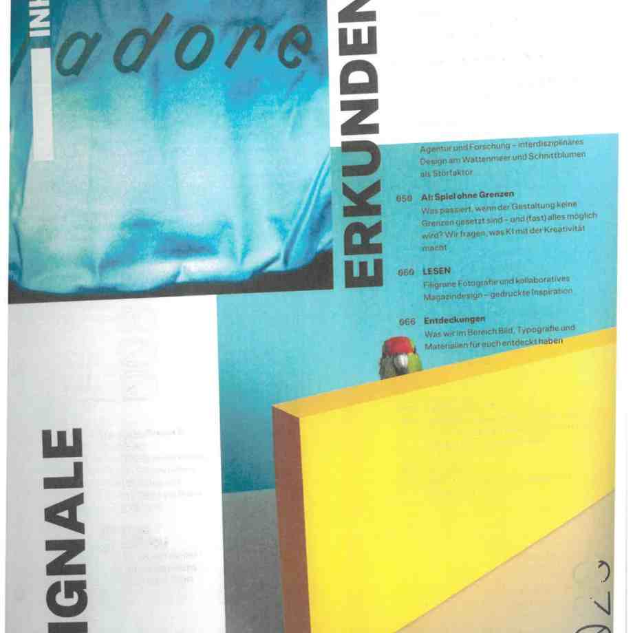 Doppelseite mit Inhaltsverzeichnis des PAGE Magazins, Kategorie „Erkunden“, mit Hinweis auf das UE-Projekt „Am Watt“ über interdisziplinäres Design am Wattenmeer.