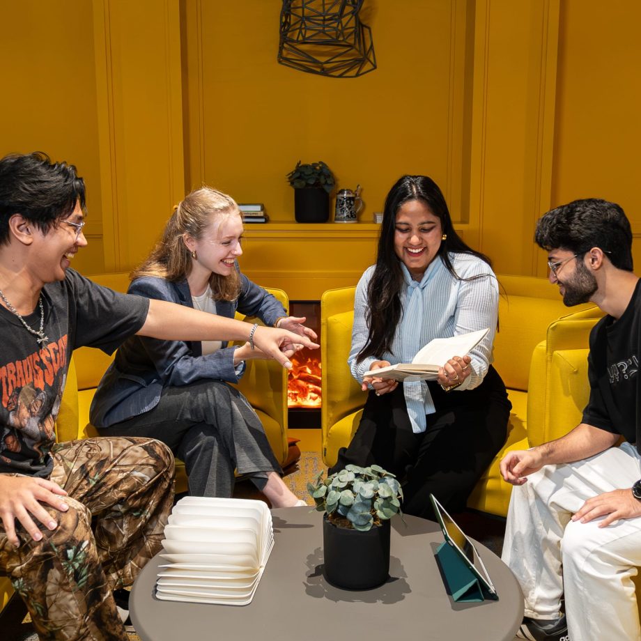 a group of people sitting on a couch