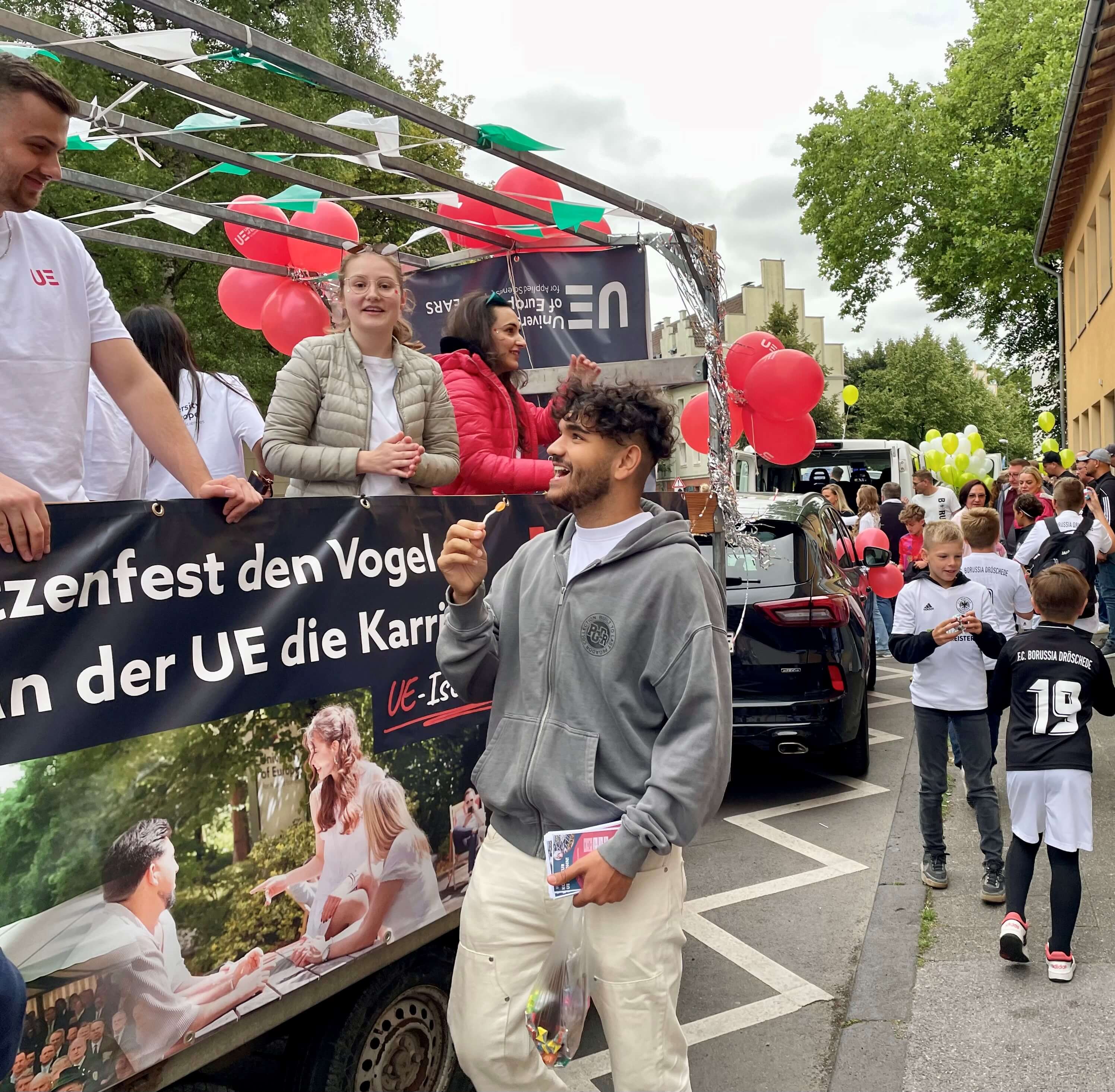 students participating in a parade