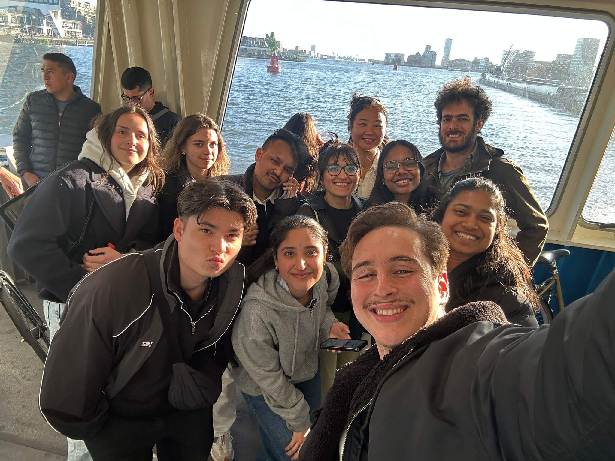 a group of people on a boat