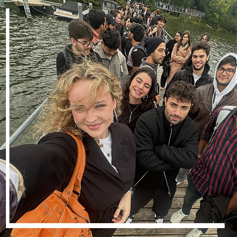 a group of people posing for a photo