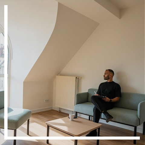 a man sitting on a chair