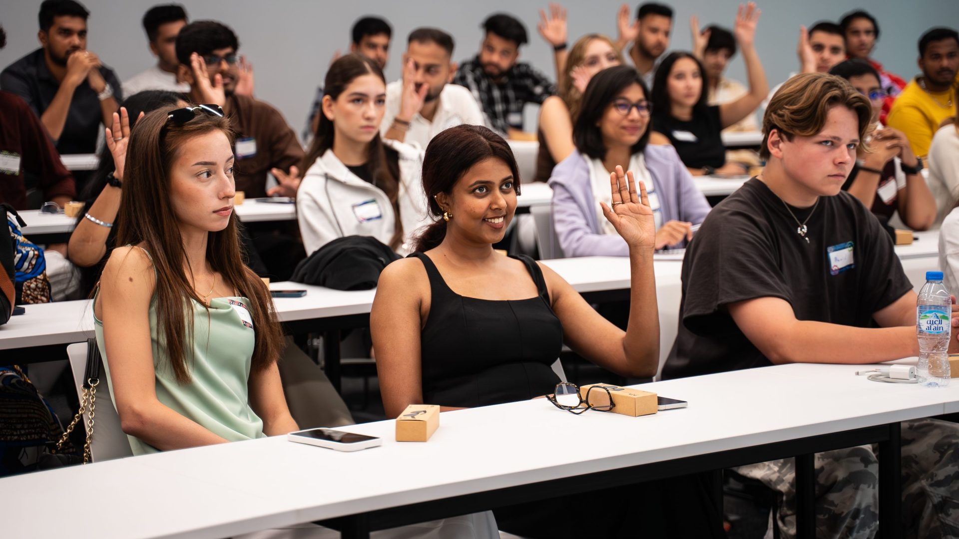a group of people sitting at a table