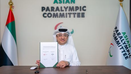 Asian Paralympic Committee President Majid Rashed after the MoU signing ceremony with University of Europe for Applied Sciences to advance education and inclusion across Asia and Europe.