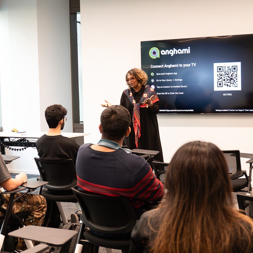 a person giving a presentation